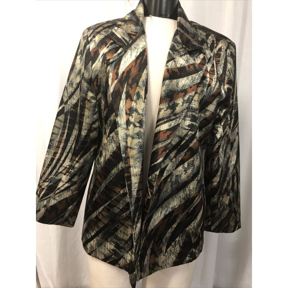 Lorizoni Women's Black Multi Color 100% Silk Blazer Size Large